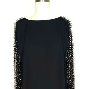 Black mini dress sleeve beaded